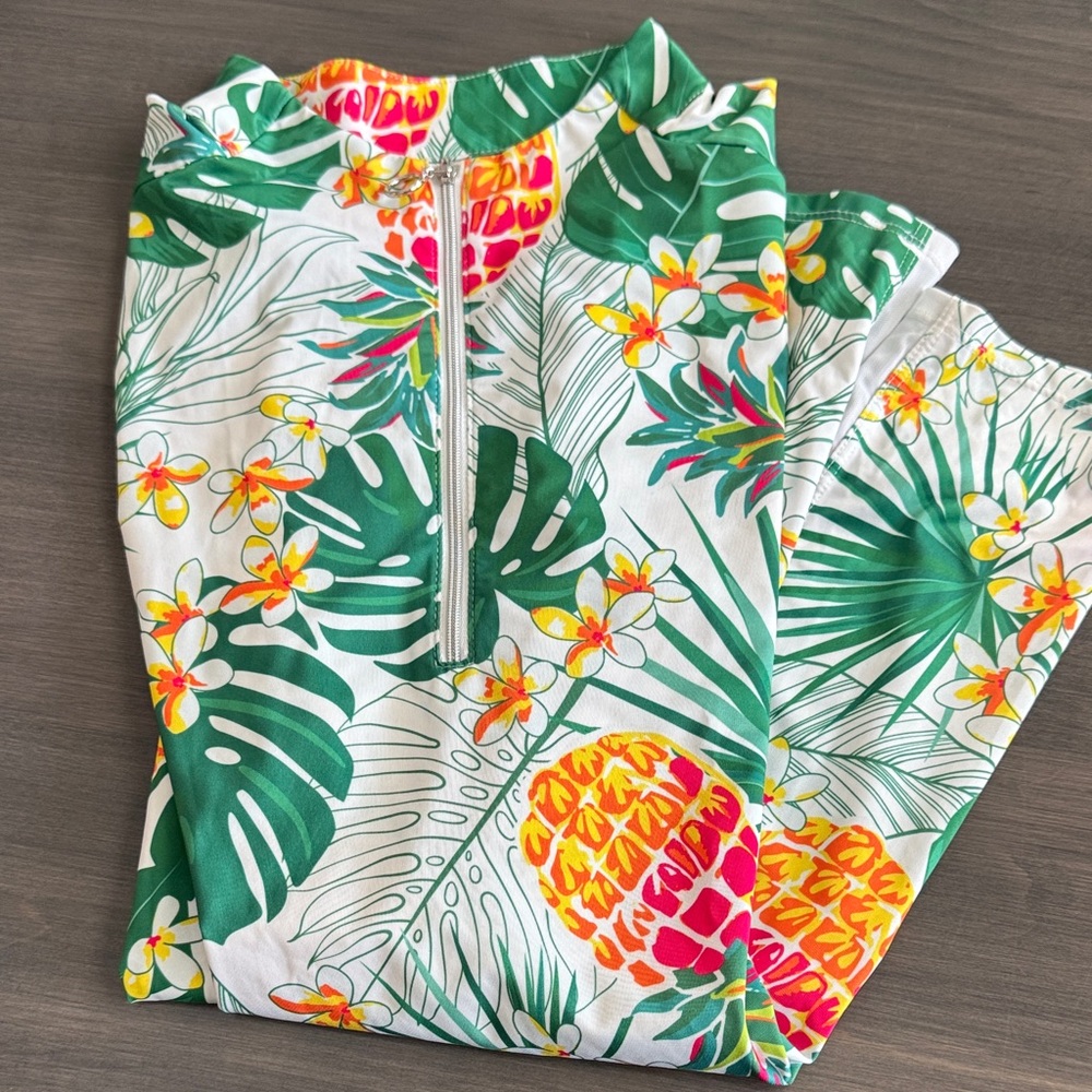 Tail Multicolor Floral 1/4 Zip-Up Top